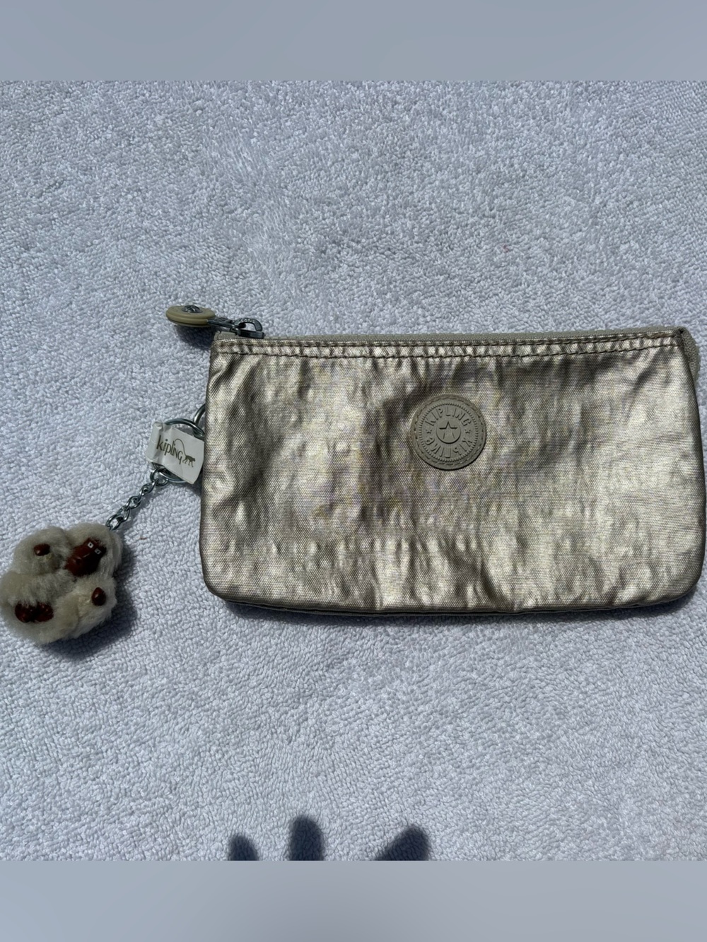 Kipling Creativity Metallic Gold Nylon Clutch Wallet Cosmetic Pouch NWOT
